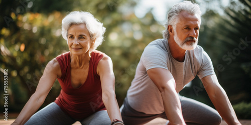 Senior couple practicing sports for a healthier life. Focus on health and quality of life.