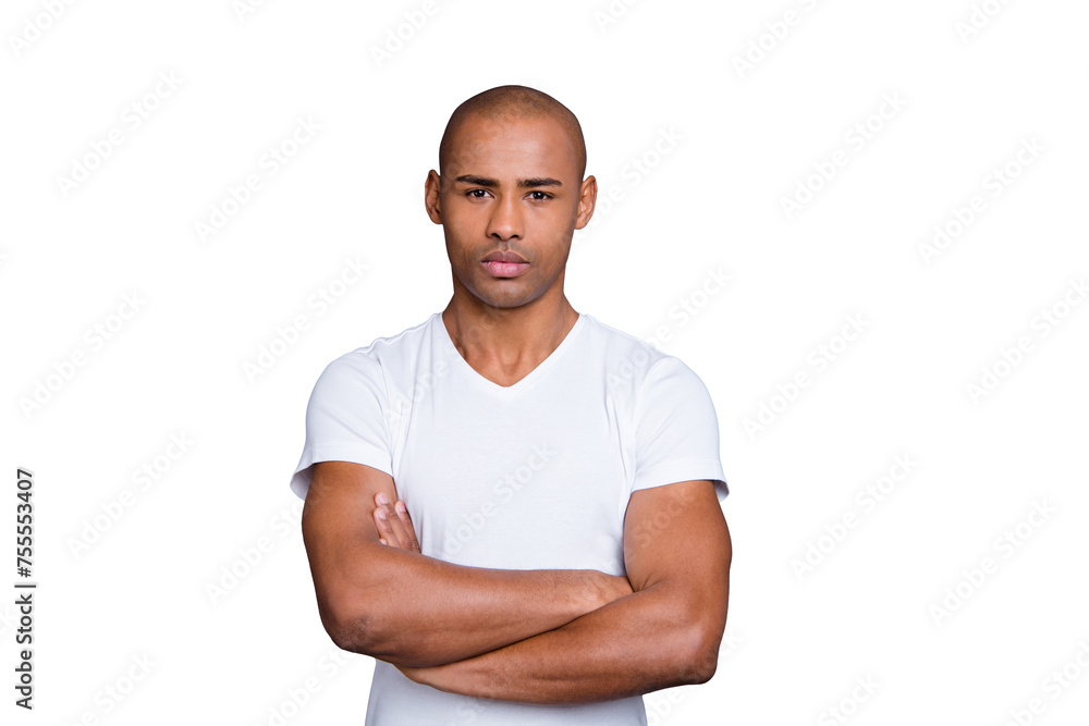 Φωτογραφία Close up photo strong healthy masculine dark skin he him his macho bald head arm
