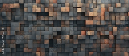 A detailed image of a wall constructed from countless small squares of wood, forming a visually striking texture. Each square is neatly arranged, creating a uniform and structured pattern across the © TheWaterMeloonProjec