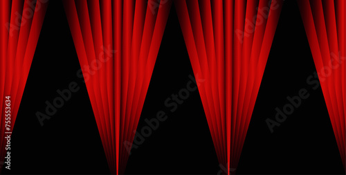  Illustration of luxurious red theater curtains, evoking anticipation for a grand stage performance or elegant event.