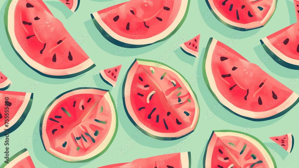 Summer Vibes: Watermelon Pattern on Pastel Background Summer Vibes: Watermelon Pattern on Pastel Background