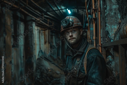 miner in the mine,hard working proffession concept.