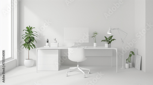 Minimalist workspace for a designer. Table with computer