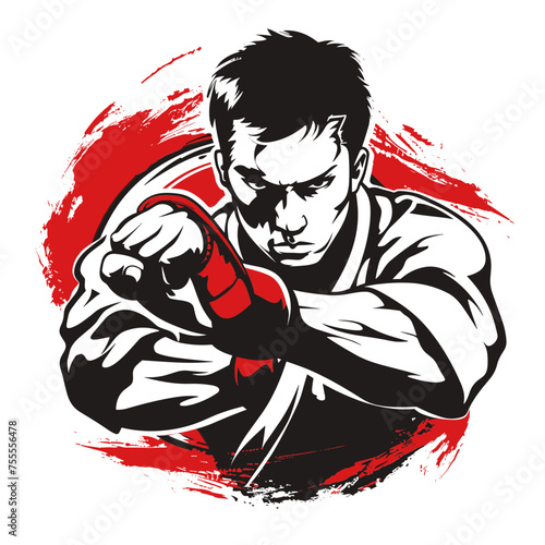 Dynamic Mportfolio Logo of an Angry Kung Fu Fighter, Svg Vector Clipart