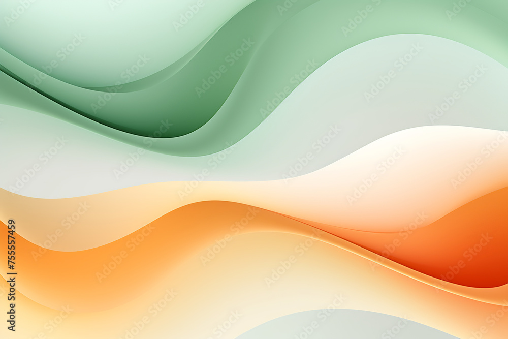 simple minimalistic style, flat design with a wavy texture in light green, orange and white colors simple minimalistic style, flat design with a wavy texture in light green, orange and white colors
