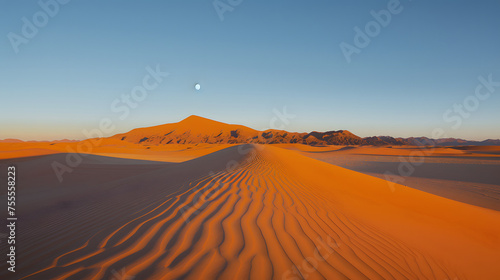 Shadows and textures created by the moon in the desert background