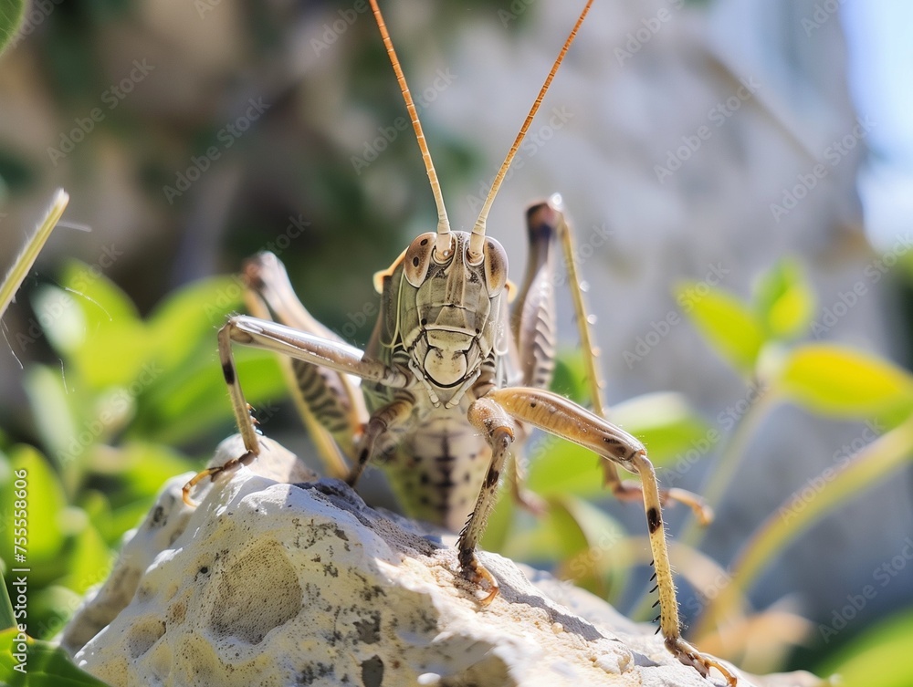 locust closeup in a suburban area. house on the background locust closeup in a suburban area. house on the background
