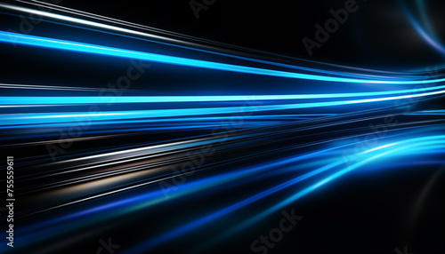 blue neon lines on black background. futuristic abstract background