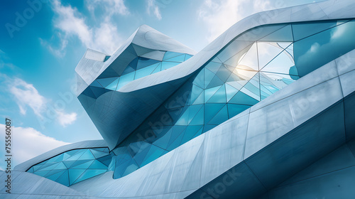 Modern architectural structures featuring geometric shapes background