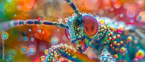 Vibrant Insect Covered in Multicolored with a Rainbow Backdrop © Cinematic Cine