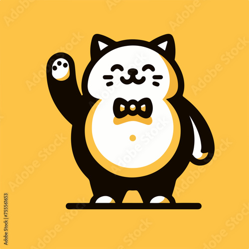 fat cat logo icon sticker tattoo vector.