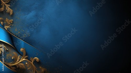 Elegant blue background with a sweeping gold flourish, perfect for high-end branding, luxury advertisements, and sophisticated designs with room for text.
