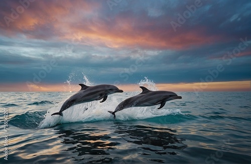 two dolphins in the sea