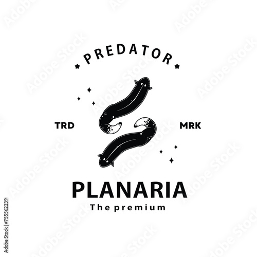 vintage retro hipster planaria logo vector outline silhouette art icon