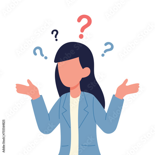 Confused women in doubts and thoughts vector illustration