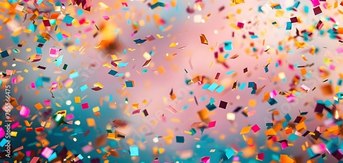 Abstract colorful vibrant splattered confetti. abstract background, celebrate. copy space. banner. 