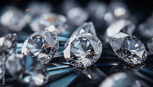 Diamond crystals close up. precious stones in jewelry.
