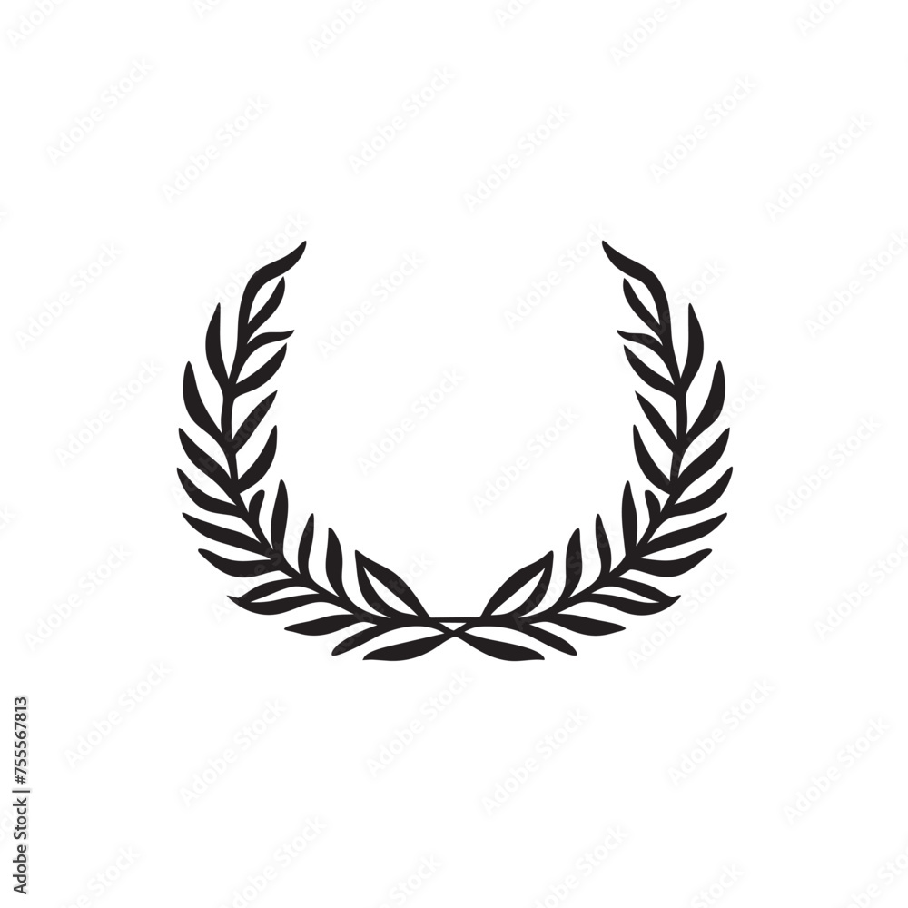 laurel wreath logo, vector illustration line art