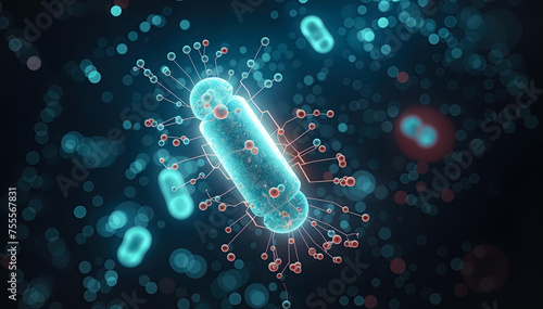 Illustration of a virus in the form of a binary code. photo