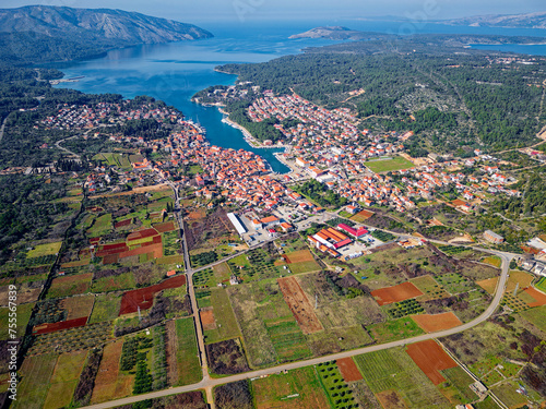 View of Stari Grad Plain Hvar Island in Croatia. The Stari Grad Plain is an incredible Unesco World Heritage Site, where the farming techniques practically haven’t changed since the 4th century BC.
