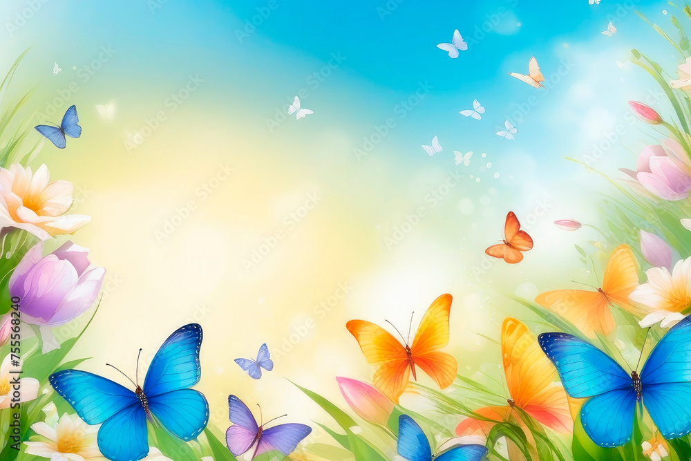 Floral spring natural background with flowers on meadow. Floral spring natural background with flowers on meadow.
