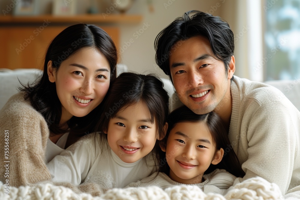 Young asian family enjoying together, posing in front of camera. Young asian family enjoying together, posing in front of camera.