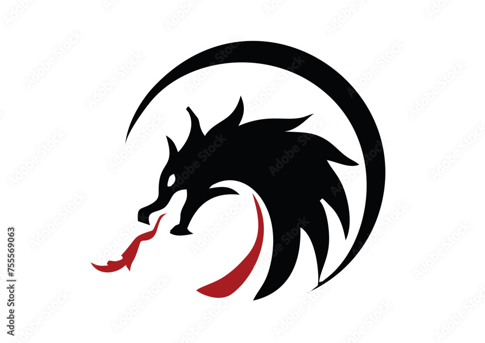 black and white dragon logo art design black and white dragon logo art design