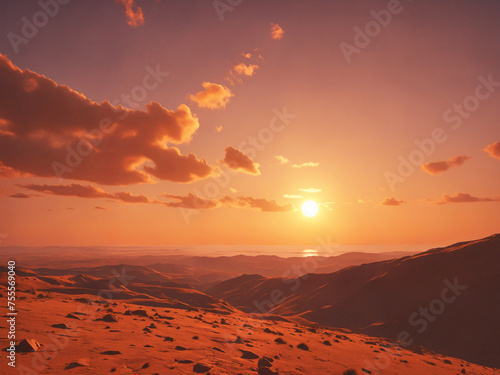 sunset sky in the dry desert