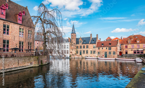 Travel image of Bruges canal in city center, Belgium. 