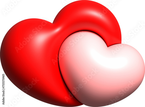 3D red heart shape, icon heart, love and like buttons for emoji, heart sticker