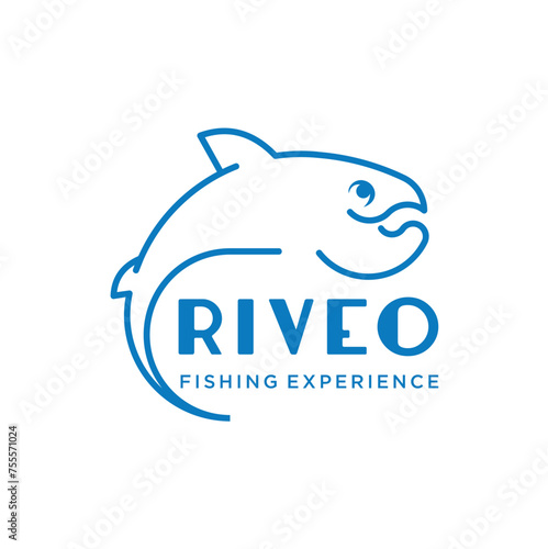 Templat logo desain ikan seni garis eps 10Templat logo desain ikan seni garis eps 10