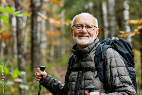 Active Senior Man Hiking Portrait,Active elder people, Adventure