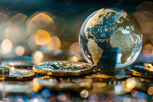 finance, BTC, crypto and stock prices and chart showing stock market