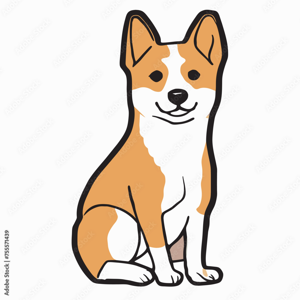 basenji dog sticker, vector illustration line art