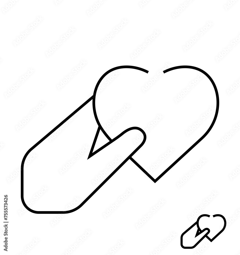 human hand heart health love give donate line icon sign editable vector human hand heart health love give donate line icon sign editable vector