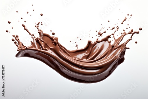 Chocolate Splash on White Background. Generative AI