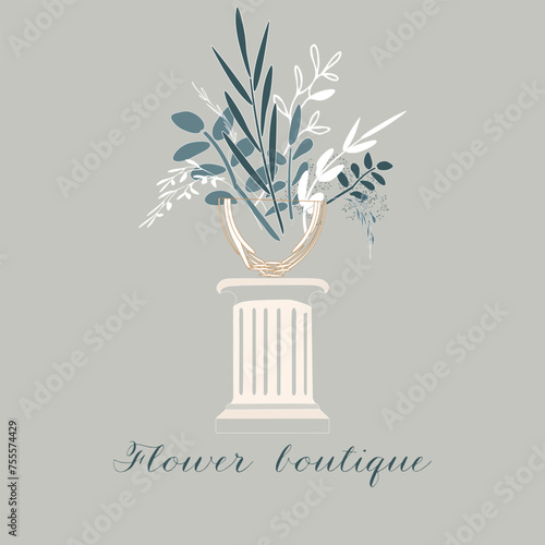Elegant botanical logo for a flower boutique with delicate foliage and script.