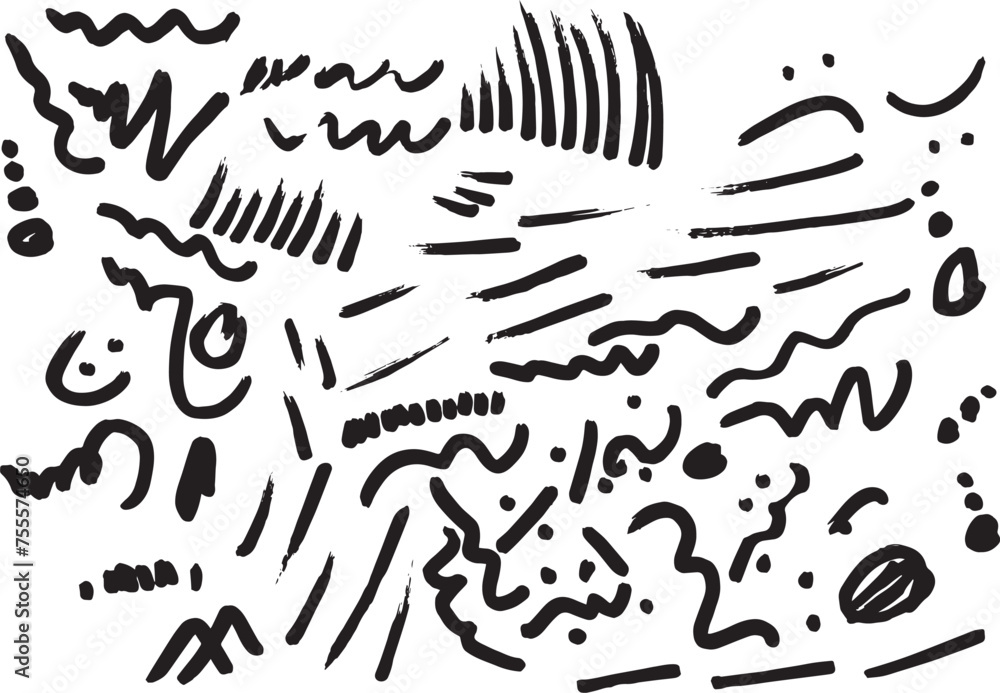 Handwritten doodle elements. Pencil scribble textures. Vector charcoal brush strokes. Hand-drawn kids crayon lines, Each element is united and isolated Handwritten doodle elements. Pencil scribble textures. Vector charcoal brush strokes. Hand-drawn kids crayon lines, Each element is united and isolated