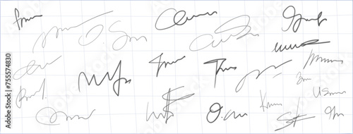 vector signature. handwritten fictitious autograph text. doodle logo illustration