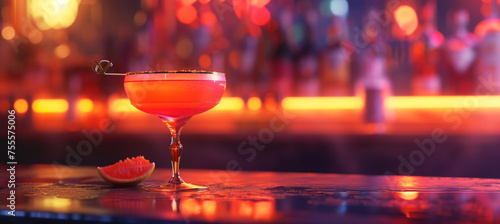 Blood orange cocktail on a bar