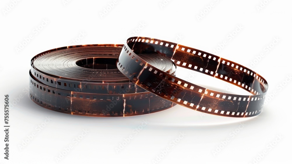 Isolated 3d render of a film strip with clipping path