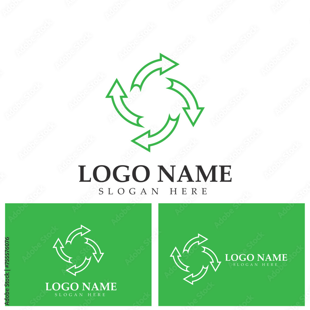 Recycle logo template or icon vector design