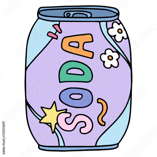 Sodas. Hand drawn Vector of Drinks in aluminum Cans.
