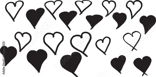 Hand drawn chalk heart. Valentine's Day heart set . Heart Love Logo Variations. Various simple vector heart love icon. medicine concept design vector illustration