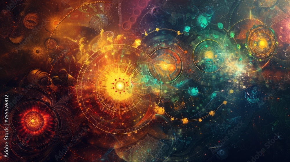 Obraz premium Abstract esoteric background, magical wallpaper, digital art