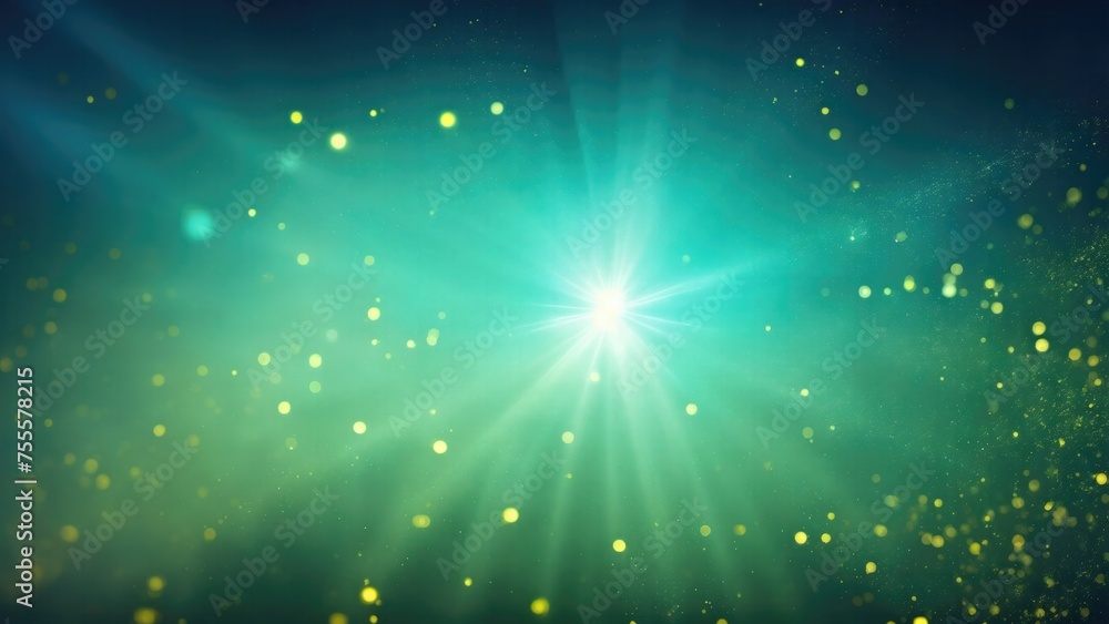 Obraz premium Blue light burst, abstract beautiful rays of lights on a dark Green background with the color of yellow, golden sparkling backdrop, and blur bokeh
