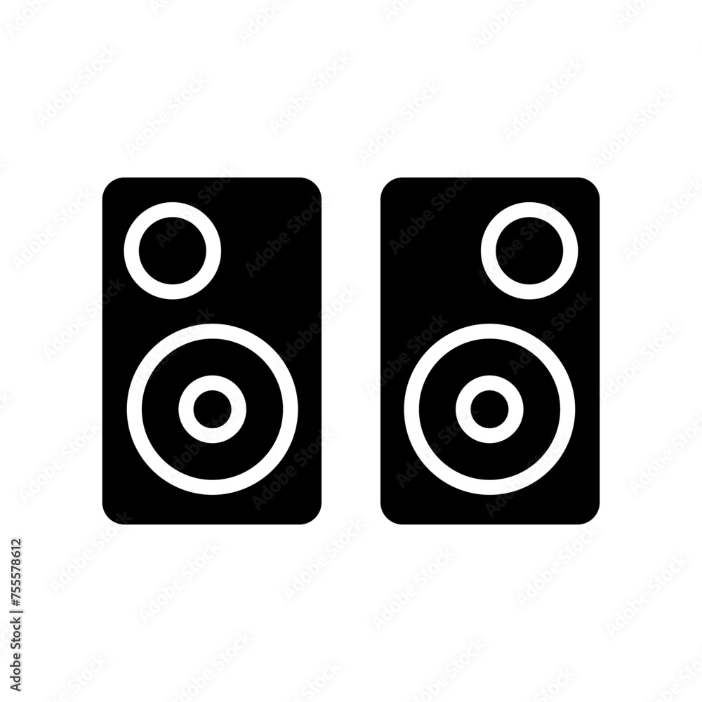 Audio speakers glyph vector icon isolated on white background. Audio speakers glyph vector icon for web, mobile and ui design Audio speakers glyph vector icon isolated on white background. Audio speakers glyph vector icon for web, mobile and ui design
