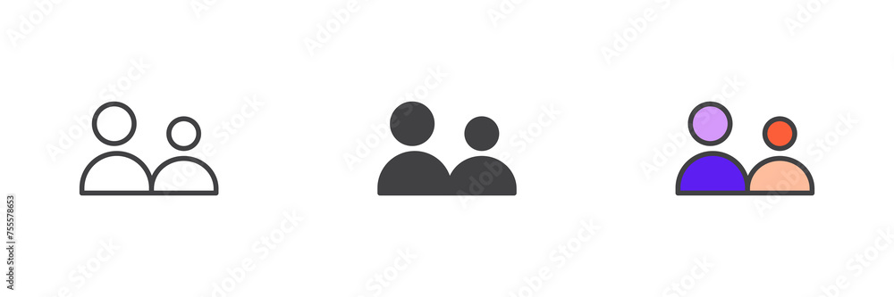 Two person different style icon set Two person different style icon set