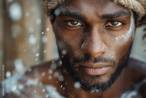face of black man with bodybuilding powder © Viorel Sima