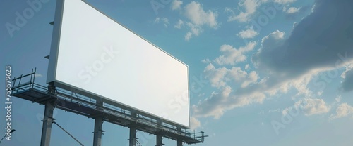 A dynamic 3D mockup of an outdoor billboard featuring an empty space for custom text, set against a solid background. The billboard's large scale and realistic details.